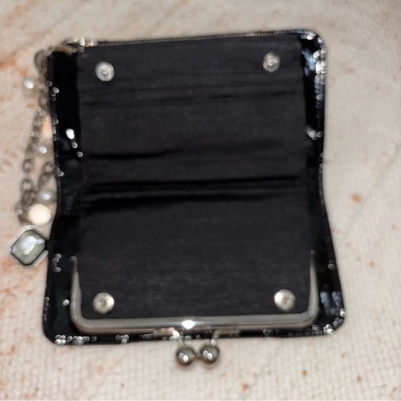 White House Black Market (WHBM) Black Suede Clutch w/Removeable Wristlet - Picture 2 of 6